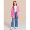 Haloumoning Girls Open Front Cardigan Casual Long Sleeve Knit Sweater Kids Fall Solid Cute Outerwear Coat 5-14Y(Hot Pink)