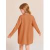 Haloumoning Girls Open Front Cardigan Casual Long Sleeve Knit Sweater Kids Fall Solid Cute Outerwear Coat 5-14Y(Orange-red)