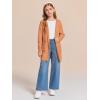Haloumoning Girls Open Front Cardigan Casual Long Sleeve Knit Sweater Kids Fall Solid Cute Outerwear Coat 5-14Y(Orange-red)