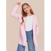 Haloumoning Girls Open Front Cardigan Casual Long Sleeve Knit Sweater Kids Fall Solid Cute Outerwear Coat 5-14Y(Pink)