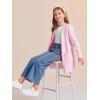 Haloumoning Girls Open Front Cardigan Casual Long Sleeve Knit Sweater Kids Fall Solid Cute Outerwear Coat 5-14Y(Pink)