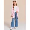 Haloumoning Girls Open Front Cardigan Casual Long Sleeve Knit Sweater Kids Fall Solid Cute Outerwear Coat 5-14Y(Pink)