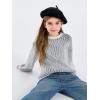 Haloumoning Girls Striped Pullover Sweaters Chenille Crew Neck Cable Knit Tops 5-14 Years(Black)
