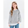 Haloumoning Girls Striped Pullover Sweaters Chenille Crew Neck Cable Knit Tops 5-14 Years(Black)