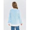 Haloumoning Girls Striped Pullover Sweaters Chenille Crew Neck Cable Knit Tops 5-14 Years(Blue)