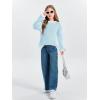 Haloumoning Girls Striped Pullover Sweaters Chenille Crew Neck Cable Knit Tops 5-14 Years(Blue)
