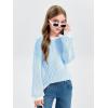 Haloumoning Girls Striped Pullover Sweaters Chenille Crew Neck Cable Knit Tops 5-14 Years(Blue)