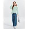 Haloumoning Girls Striped Pullover Sweaters Chenille Crew Neck Cable Knit Tops 5-14 Years(Green)