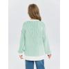 Haloumoning Girls Striped Pullover Sweaters Chenille Crew Neck Cable Knit Tops 5-14 Years(Green)