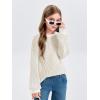 Haloumoning Girls Striped Pullover Sweaters Chenille Crew Neck Cable Knit Tops 5-14 Years(Khaki)