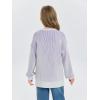 Haloumoning Girls Striped Pullover Sweaters Chenille Crew Neck Cable Knit Tops 5-14 Years(Purple)