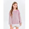 Haloumoning Girls Striped Pullover Sweaters Chenille Crew Neck Cable Knit Tops 5-14 Years(Rose Red)