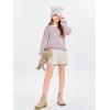 Haloumoning Girls Striped Pullover Sweaters Chenille Crew Neck Cable Knit Tops 5-14 Years(Rose Red)