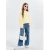 Haloumoning Girls Striped Pullover Sweaters Chenille Crew Neck Cable Knit Tops 5-14 Years(Yellow)