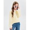 Haloumoning Girls Striped Pullover Sweaters Chenille Crew Neck Cable Knit Tops 5-14 Years(Yellow)