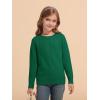 Haloumoning Girls Sweaters Kids Crewneck Long Sleeve Pleated Knit Pullover Sweater Fall Fashion Clothes 5-14 Years(Dark Green)