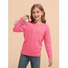 Haloumoning Girls Sweaters Kids Crewneck Long Sleeve Pleated Knit Pullover Sweater Fall Fashion Clothes 5-14 Years(Hot Pink)