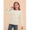 Haloumoning Girls Sweaters Kids Crewneck Long Sleeve Pleated Knit Pullover Sweater Fall Fashion Clothes 5-14 Years(Off-white)