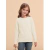 Haloumoning Girls Sweaters Kids Crewneck Long Sleeve Pleated Knit Pullover Sweater Fall Fashion Clothes 5-14 Years(Off-white)
