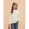Haloumoning Girls Sweaters Kids Crewneck Long Sleeve Pleated Knit Pullover Sweater Fall Fashion Clothes 5-14 Years(Off-white)