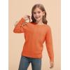 Haloumoning Girls Sweaters Kids Crewneck Long Sleeve Pleated Knit Pullover Sweater Fall Fashion Clothes 5-14 Years(Orange)