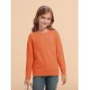 Haloumoning Girls Sweaters Kids Crewneck Long Sleeve Pleated Knit Pullover Sweater Fall Fashion Clothes 5-14 Years(Orange)