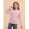 Haloumoning Girls Sweaters Kids Crewneck Long Sleeve Pleated Knit Pullover Sweater Fall Fashion Clothes 5-14 Years(Pink)