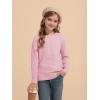 Haloumoning Girls Sweaters Kids Crewneck Long Sleeve Pleated Knit Pullover Sweater Fall Fashion Clothes 5-14 Years(Pink)