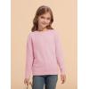 Haloumoning Girls Sweaters Kids Crewneck Long Sleeve Pleated Knit Pullover Sweater Fall Fashion Clothes 5-14 Years(Pink)