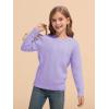 Haloumoning Girls Sweaters Kids Crewneck Long Sleeve Pleated Knit Pullover Sweater Fall Fashion Clothes 5-14 Years(Purple)