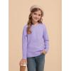 Haloumoning Girls Sweaters Kids Crewneck Long Sleeve Pleated Knit Pullover Sweater Fall Fashion Clothes 5-14 Years(Purple)