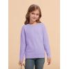 Haloumoning Girls Sweaters Kids Crewneck Long Sleeve Pleated Knit Pullover Sweater Fall Fashion Clothes 5-14 Years(Purple)