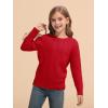 Haloumoning Girls Sweaters Kids Crewneck Long Sleeve Pleated Knit Pullover Sweater Fall Fashion Clothes 5-14 Years(Red)