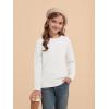 Haloumoning Girls Sweaters Kids Crewneck Long Sleeve Pleated Knit Pullover Sweater Fall Fashion Clothes 5-14 Years(White)
