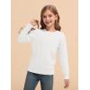 Haloumoning Girls Sweaters Kids Crewneck Long Sleeve Pleated Knit Pullover Sweater Fall Fashion Clothes 5-14 Years(White)