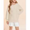 Haloumoning Girls Sweaters Long Sleeve Crewneck Pullover Jumper Cute Winter Knit Blouse Tops 7-14 Years(Beige)