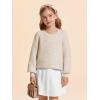 Haloumoning Girls Sweaters Long Sleeve Crewneck Pullover Jumper Cute Winter Knit Blouse Tops 7-14 Years(Beige)