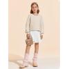 Haloumoning Girls Sweaters Long Sleeve Crewneck Pullover Jumper Cute Winter Knit Blouse Tops 7-14 Years(Beige)