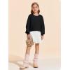 Haloumoning Girls Sweaters Long Sleeve Crewneck Pullover Jumper Cute Winter Knit Blouse Tops 7-14 Years(Black)