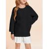 Haloumoning Girls Sweaters Long Sleeve Crewneck Pullover Jumper Cute Winter Knit Blouse Tops 7-14 Years(Black)