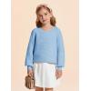 Haloumoning Girls Sweaters Long Sleeve Crewneck Pullover Jumper Cute Winter Knit Blouse Tops 7-14 Years(Blue)