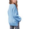 Haloumoning Girls Sweaters Long Sleeve Crewneck Pullover Jumper Cute Winter Knit Blouse Tops 7-14 Years(Blue)