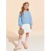 Haloumoning Girls Sweaters Long Sleeve Crewneck Pullover Jumper Cute Winter Knit Blouse Tops 7-14 Years(Blue)