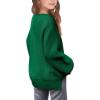 Haloumoning Girls Sweaters Long Sleeve Crewneck Pullover Jumper Cute Winter Knit Blouse Tops 7-14 Years(Dark Green)