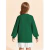 Haloumoning Girls Sweaters Long Sleeve Crewneck Pullover Jumper Cute Winter Knit Blouse Tops 7-14 Years(Dark Green)