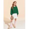 Haloumoning Girls Sweaters Long Sleeve Crewneck Pullover Jumper Cute Winter Knit Blouse Tops 7-14 Years(Dark Green)