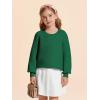 Haloumoning Girls Sweaters Long Sleeve Crewneck Pullover Jumper Cute Winter Knit Blouse Tops 7-14 Years(Dark Green)