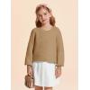 Haloumoning Girls Sweaters Long Sleeve Crewneck Pullover Jumper Cute Winter Knit Blouse Tops 7-14 Years(Khaki)