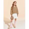 Haloumoning Girls Sweaters Long Sleeve Crewneck Pullover Jumper Cute Winter Knit Blouse Tops 7-14 Years(Khaki)