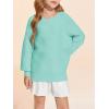 Haloumoning Girls Sweaters Long Sleeve Crewneck Pullover Jumper Cute Winter Knit Blouse Tops 7-14 Years(Light Green)